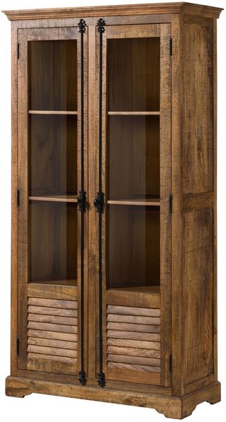 Vitrine Mango 100x45x190 dunkelbraun geölt RODEZ #152