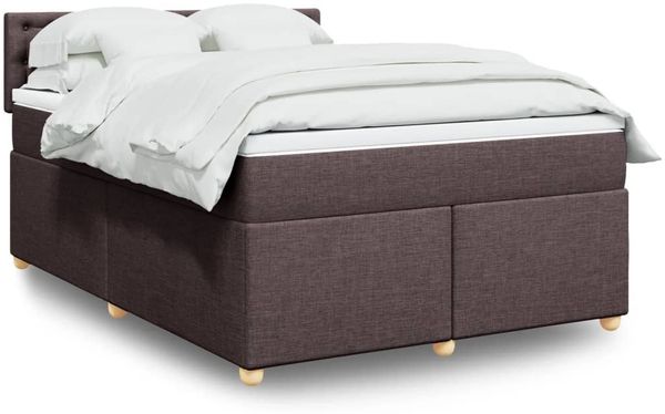 vidaXL Boxspringbett mit Matratze Dunkelbraun 160x200 cm Stoff 3286748