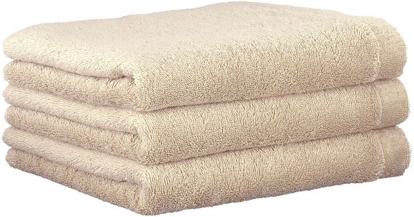 CAWÖ Gästetuch, 3er Pack - Lifestyle, Walkfrottier, Baumwolle, einfarbig Beige 30x50cm