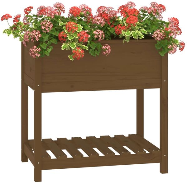 vidaXL Pflanzkübel mit Ablage Honigbraun 82,5x54x81 cm Kiefernholz 823783 Bild 4