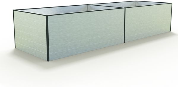 GFP Aluminium Hochbeet KINGSIZE DANIELA - 387 x 119 x 77 cm - Alu natur, Stecksystem, langlebig