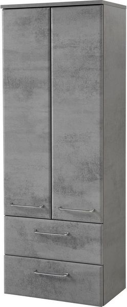 Saphir Midischrank Quickset 945 Badschrank 50 cm breit, 2 Türen, 2 Schubladen Badezimmer-Midischrank inkl. Türdämpfer, Griffe in Chrom glänzend