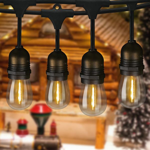 ZMH LED Lichterkette Innen Außen Glühbirnen Lichterkette 7,6m/15m 16-flammig, Weihnachtsdekoration