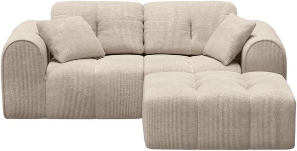 skølm 'Vanaheim' Sofa 3-tlg, 2er Sitz mit 2 Kissen und Hocker, beige