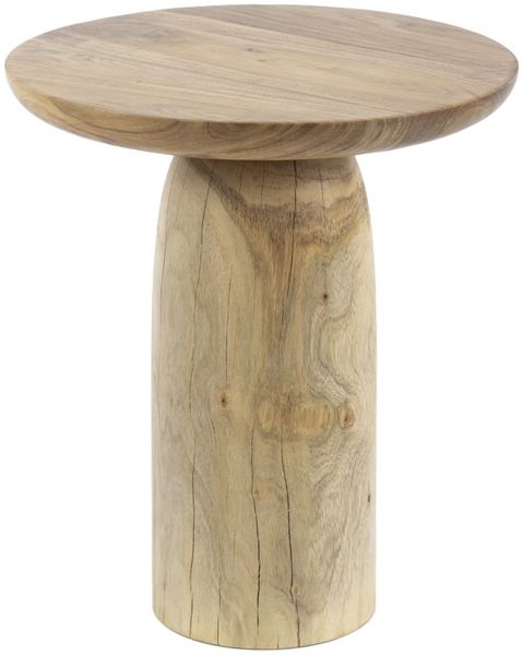 Beistelltisch Zylindi aus massivem Akazienholz, modern rundes Design, Natur, Unikat mit markanter Maserung