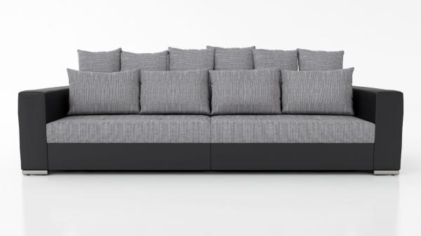 Modernes Big Sofa Wohnlandschaft Sofa Couch Jumbo 2 Schwarz - Hellgrau Bild 3