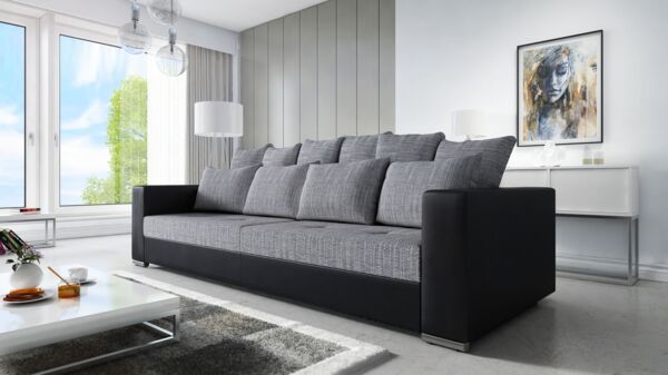 Modernes Big Sofa Wohnlandschaft Sofa Couch Jumbo 2 Schwarz - Hellgrau Bild 2