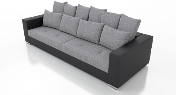 Modernes Big Sofa Wohnlandschaft Sofa Couch Jumbo 2 Schwarz - Hellgrau Bild 5