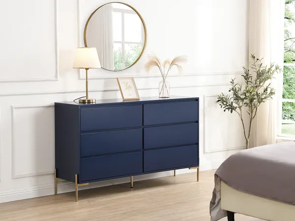 Vente-unique - KORASA Kommode Holz, Platte Blau - B 40 cm x H 82,5 cm x L 140 cm