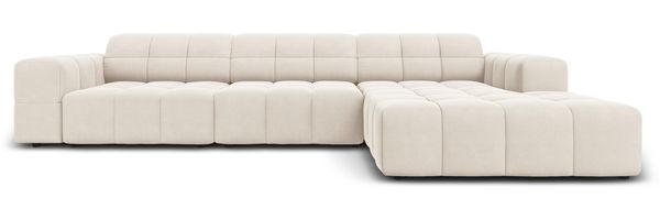 Micadoni Ecksofa Jennifer 4-Sitzer Rechts Samt Helles Beige