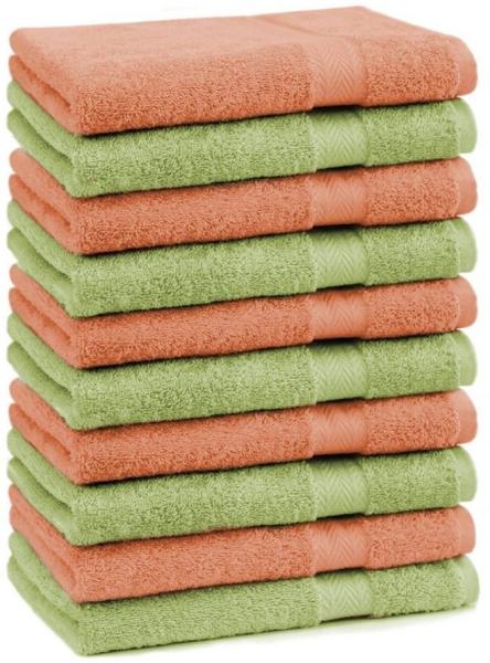 Betz Gästehandtücher 10 Stück Gästehandtücher Premium 100% Baumwolle Gästetuch-Set 30x50 cm Farbe apfelgrün und orange, 100% Baumwolle