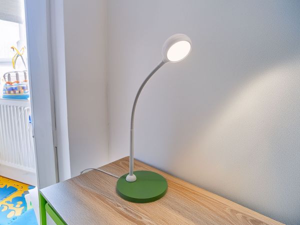 Kinder Schreibtischleuchte Grün-Grau mit Flexarm, Höhe 43cm