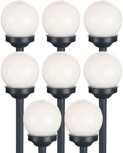 8er Set LED Solarkugel weiß, Erdspieß, DxH 10x38 cm