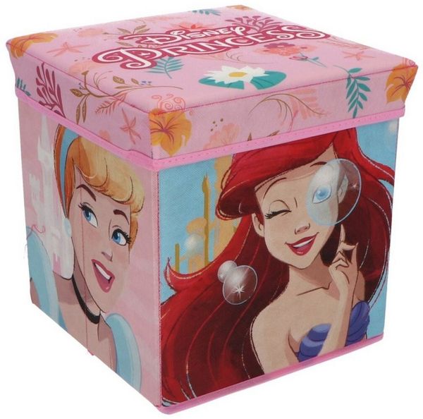 Disney Princess Aufbewahrungsbox Sitzbox – 30x30x30 cm Aufbewahrung und Sitzmöglichkeit für Kinder