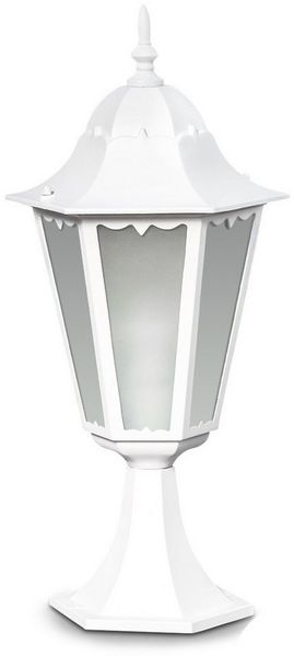 hofstein Pollerleuchte »Fabiano« Außenleuchte in antikem Look, Aluguss in Weiß, ohne Leuchtmittel, mit Milchglas-Scheiben, Wegeleuchte 49cm, E27, IP44