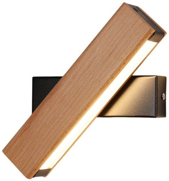 Riserva LED Wandstrahler LED Wandleuchte Holzoptik Schwarz 4W Warmweiß 21 cm