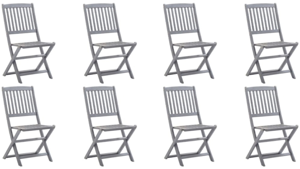 vidaXL Klappbare Gartenstühle 8 Stk. mit Kissen Massivholz Akazie 3078298