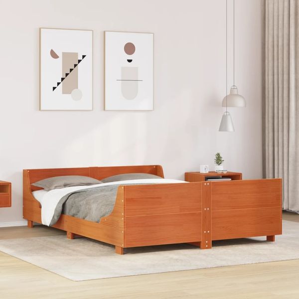 vidaXL Massivholzbett ohne Matratze Wachsbraun 120x190 cm Kiefernholz 850787