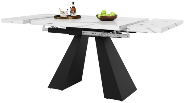 REDOM Esstisch Modernes Küchendining,Dining Table,Esstisch Teleskoptisch (Teleskoptisch Ausziehbar (99-159×74 cm) – Flexibler Esstisch mit Marmoroberfläche, stabilen Carbonstahlbeinen und praktischen Metallschienen, 1-St, 99-159 cm), Esstisch Teleskopt...