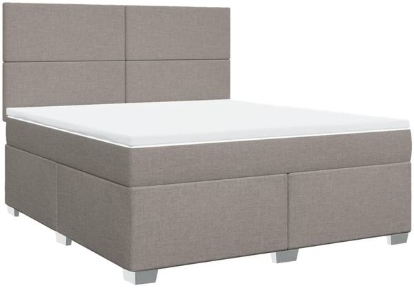 vidaXL Boxspringbett mit Matratze Taupe 180x200 cm Stoff 3292864 Bild 3