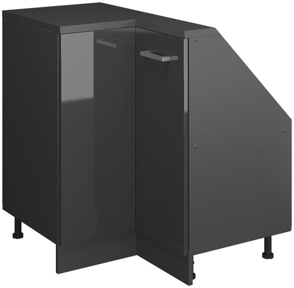 Dachschrägenschrank Eckschrank Rion Anthrazit Hochglanz/Anthrazit mit 1 Tür Vicco