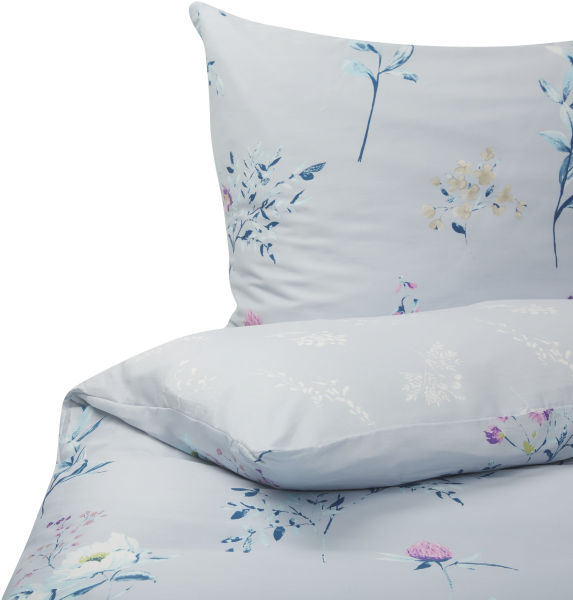 Bettwäsche-Set EVERGREEN 155x220 cm Baumwoll-Satin Hellblau