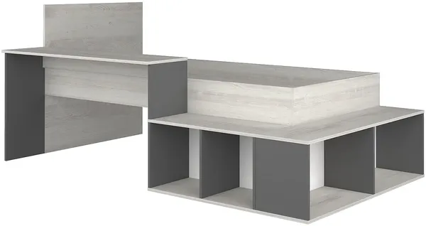 Vente-unique - RIGALI Bett Holz, Platte GrauBeige - B 128,8 cm x H 100,5 cm x L 204,4 cm233,2 cm Bild 4