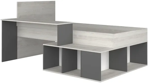 Vente-unique - RIGALI Bett Holz, Platte GrauBeige - B 128,8 cm x H 100,5 cm x L 204,4 cm233,2 cm Bild 5