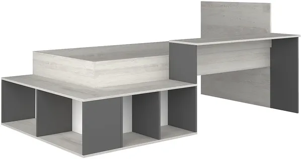 Vente-unique - RIGALI Bett Holz, Platte GrauBeige - B 128,8 cm x H 100,5 cm x L 204,4 cm233,2 cm Bild 3
