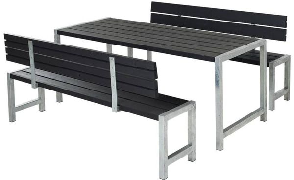 Plus Planken-Garnitur 3-teilig mit 2 Rückenlehnen, schwarz
