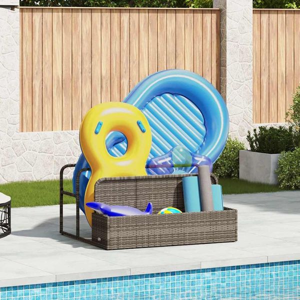 vidaXL Pool Aufbewahrungsbehälter Grau 110x100x57 cm Poly Rattan 4104090