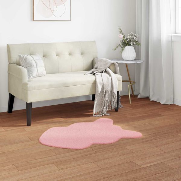 vidaXL Rutschfester Teppich aus Kunstkaninchenfell OLITE Rosa 42021718