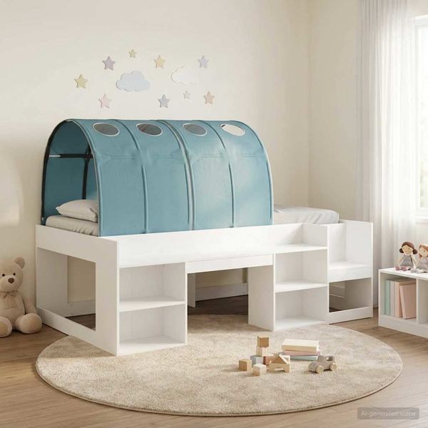 vidaXL Hochbett für Kinder mit Stauraum Weiß und Hellblau 3423594