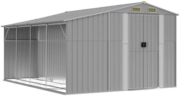 vidaXL Gerätehaus Grau 277x365,5x179 cm Verzinkter Stahl 3188291