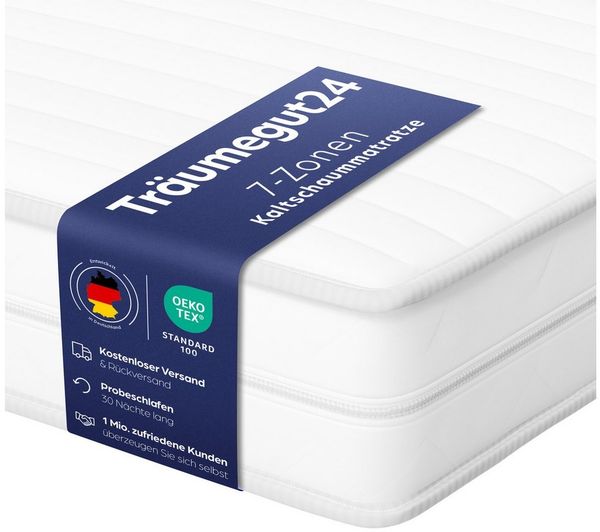 Kaltschaummatratze AquaFlex - 7-Zonen Wendematratze mit zwei Liegeseiten H2&H3, Träumegut24, verschiedene Größen, Höhen und Härtegrade