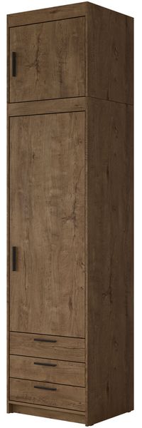 Kleiderschrank Elena 1D3S (Farbe: Lefkas Eiche, mit Schrankaufsatz)