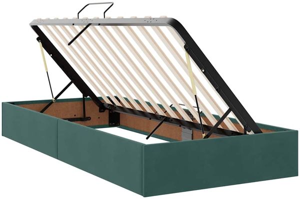 vidaXL Aufbewahrungsbett mit Matratze Dunkelgrün 90 x 200 cm Samt 3370278 Bild 6