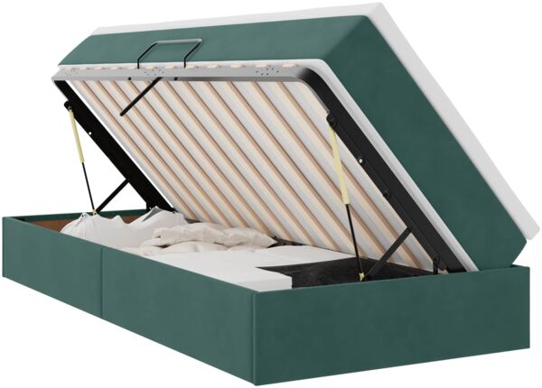 vidaXL Aufbewahrungsbett mit Matratze Dunkelgrün 90 x 200 cm Samt 3370278 Bild 2