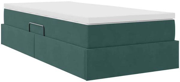 vidaXL Aufbewahrungsbett mit Matratze Dunkelgrün 90 x 200 cm Samt 3370278 Bild 5
