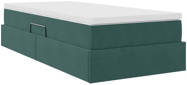 vidaXL Aufbewahrungsbett mit Matratze Dunkelgrün 90 x 200 cm Samt 3370278 Bild 10