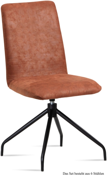 Esszimmerstuhl drehbar (6er-Set) Divona 47x92x60 Schwarz/Cognac