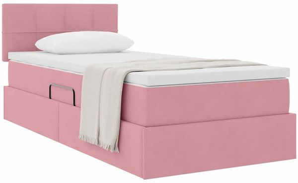 vidaXL Aufbewahrungsbett mit Matratze Rosa 90 x 190 cm Samt 3370730 Bild 3