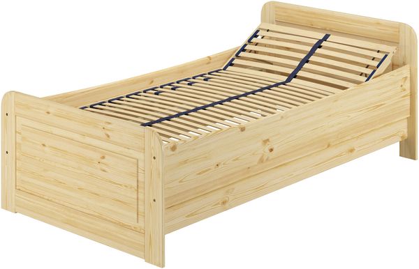 Erst-Holz Seniorenbett extra hoch 100x220 Einzelbett mit Federholzrahmen Massivholz Kiefer 60. 42-10-220 FV