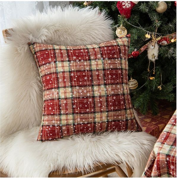 Qelus Kissenbezüge Kissenbezug Weihnachten Plaid Pillowcase 45x45cm Wohnzimmer Kissen, (2 Stück)