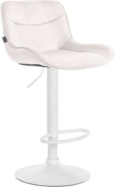 Barhocker RAGAD - Samt Creme 49x51x85 cm Weiß | Barstuhl Höhenverstellbar Mit Lehne Drehbar Tresenhocker Tresenstuhl Kneipenhocker Kneipenstuhl