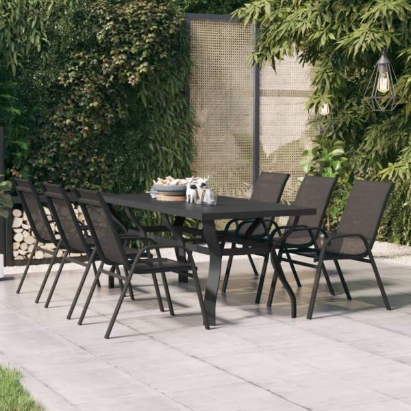 vidaXL Gartentisch Schwarz 180x80x70 cm Stahl und Glas 318769