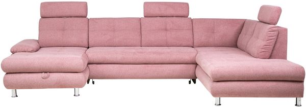 Wohnlandschaft Alba von ED Exciting Design mit Schlaffunktion & Bettkasten – U-Form Sofa aus hochwertigem Brego-Stoff
