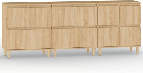 3 Stk. Sideboards, Kommoden Sonoma-Eiche 60x35x70 cm Holzwerkstoff j3688p