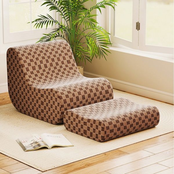 KOMFOTTEU Sitzsack Liegesofa-Set Sitzsackstuhl Bodenstuhl, mit Ottomane, für Schlafzimmer