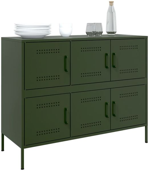 Sideboard, Kommode Olivgrün 100,5x39x79 cm Stahl Bild 4
